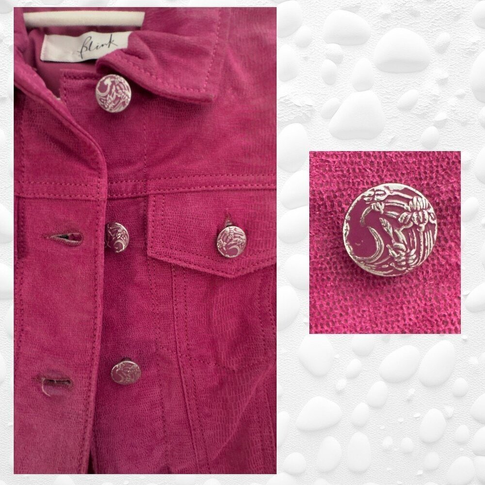 Blink by DANIER Pink Reptile-Texture Genuine Leather Jacket – S/M - Picture 3 of 9